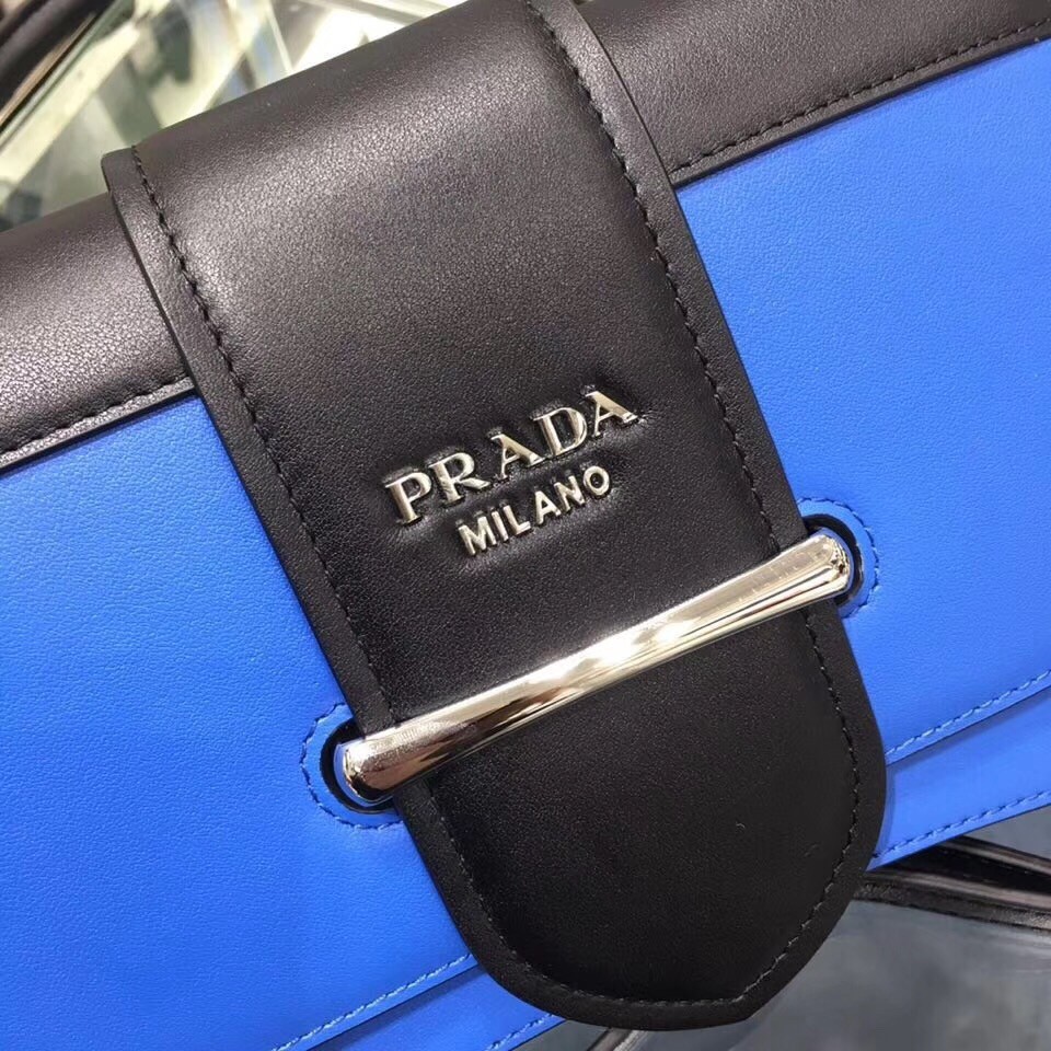 Prada Sidonie Shoulder Bag In Blue/Black Leather 797