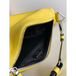 Prada Triangle Shoulder Bag In Yellow Saffiano Calfskin 020