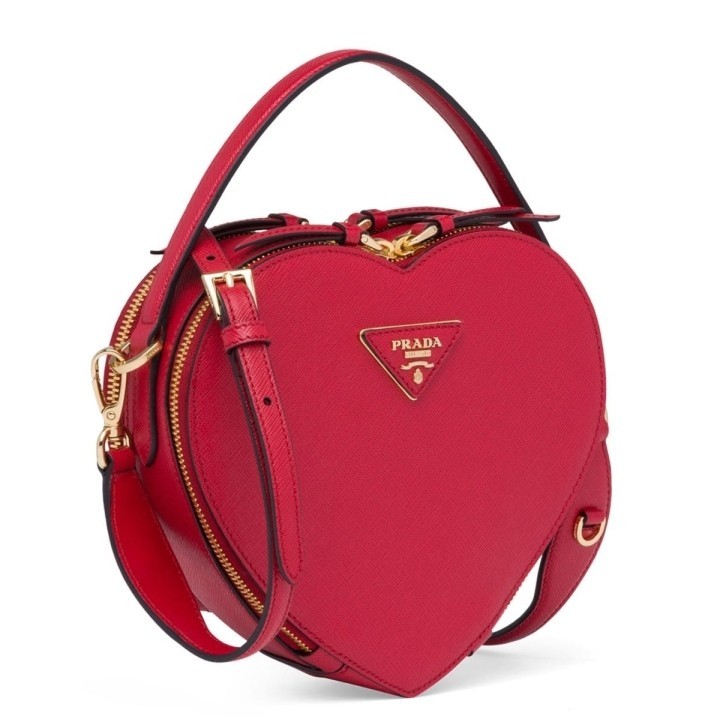 Prada Odette Heart Bag In Red Saffiano Leather 039