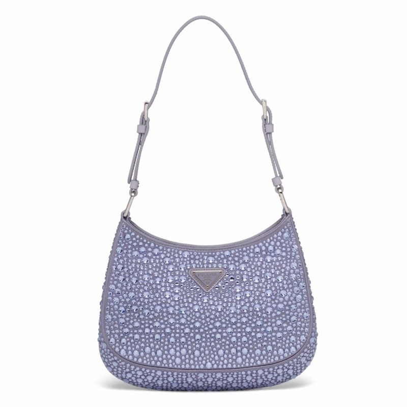 Prada Cleo Bag In Wisteria Satin with Cystal Appliques 320