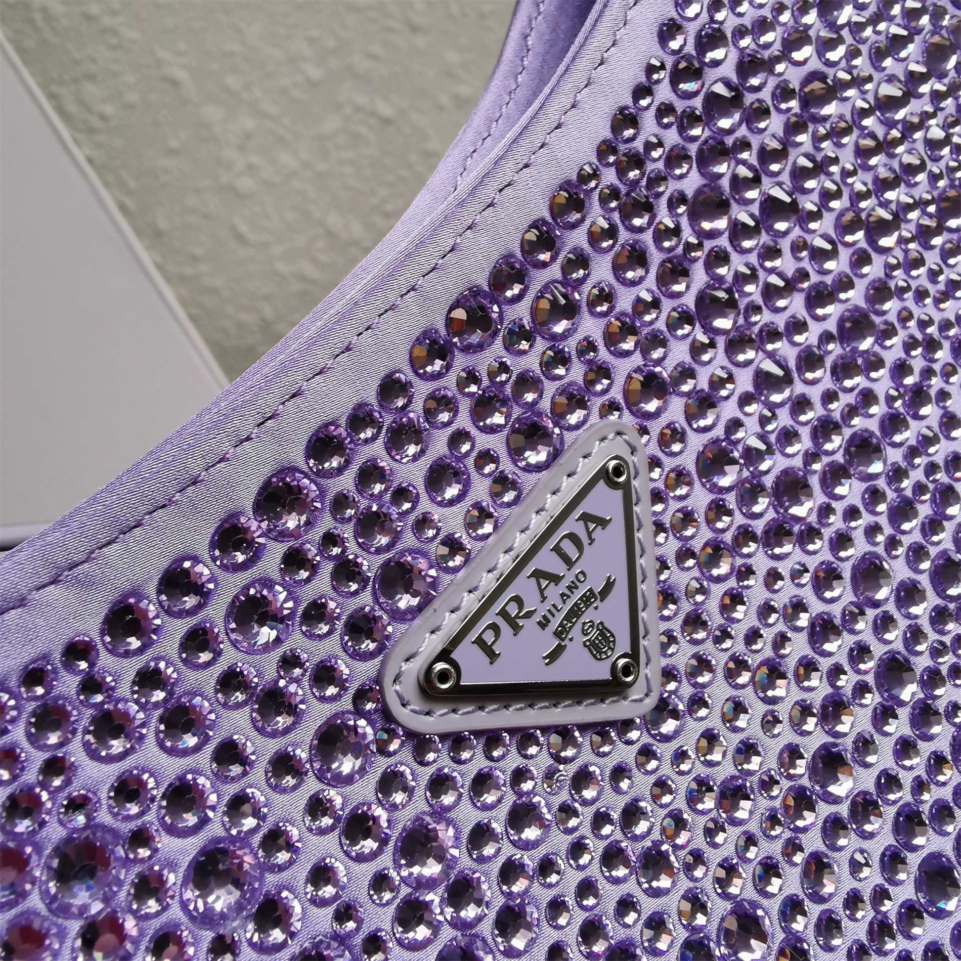 Prada Cleo Bag In Wisteria Satin with Cystal Appliques 320