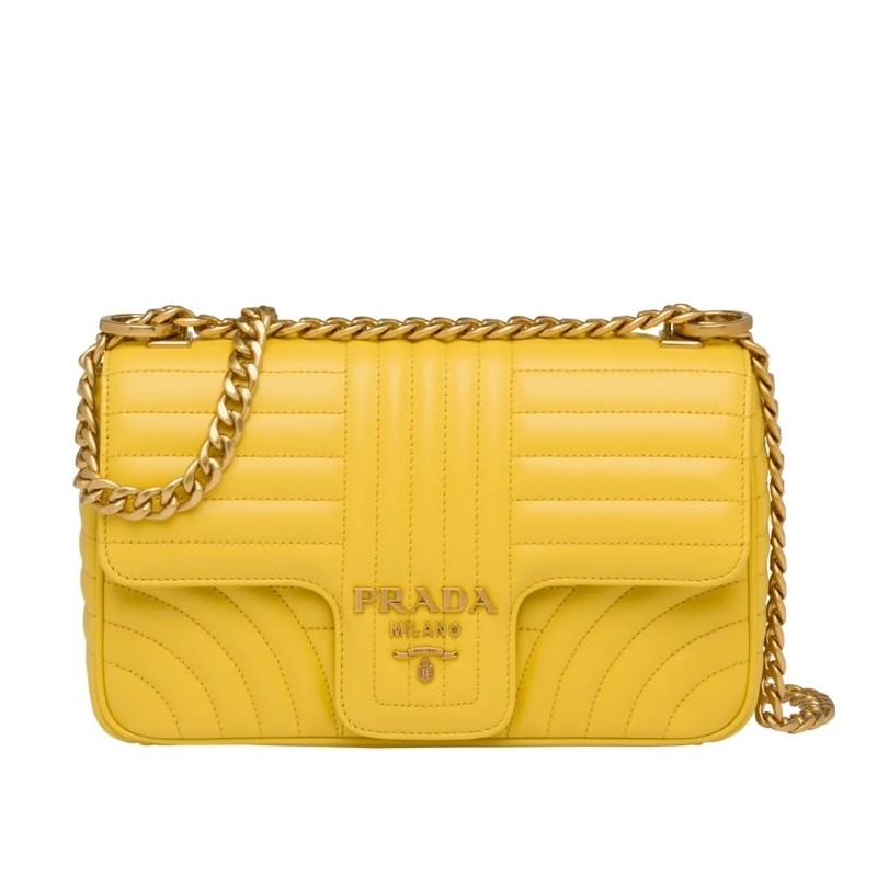 Prada Medium Diagramme Flap Bag In Yellow Calfskin 332