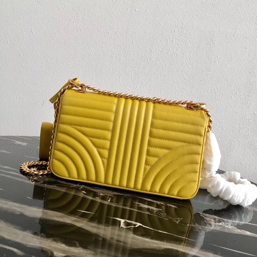 Prada Medium Diagramme Flap Bag In Yellow Calfskin 332