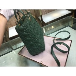 Dior Large Lady Dior Bag In Green Cannage Lambskin 508