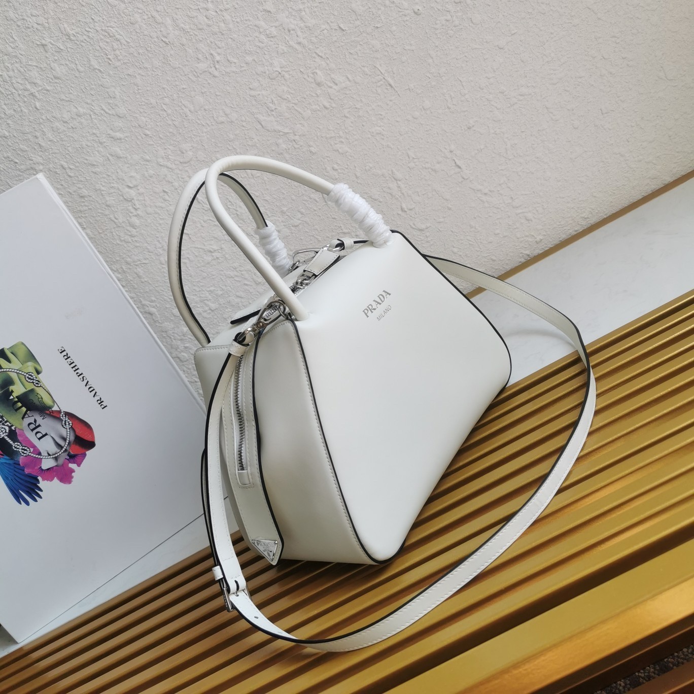 Prada Supernova Small Handbag In White Leather 961