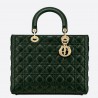 Dior Large Lady Dior Bag In Green Cannage Lambskin 508