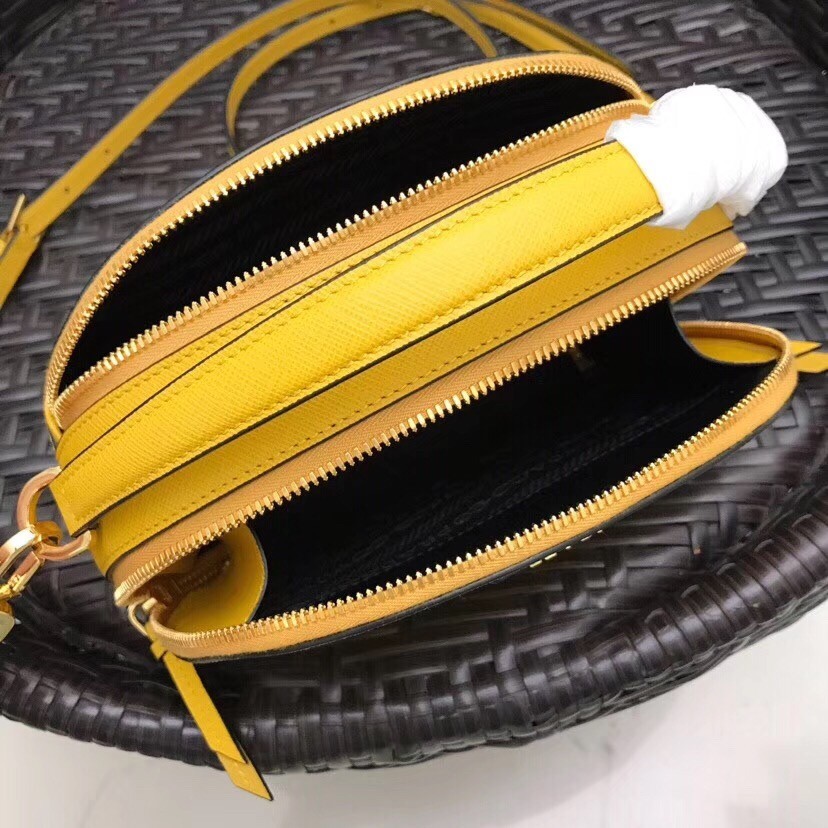 Prada Odette Yellow Saffiano Leather Bag 537