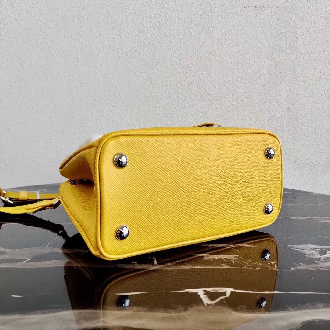 Prada Galleria Micro Bag In Yellow Saffiano Leather 553