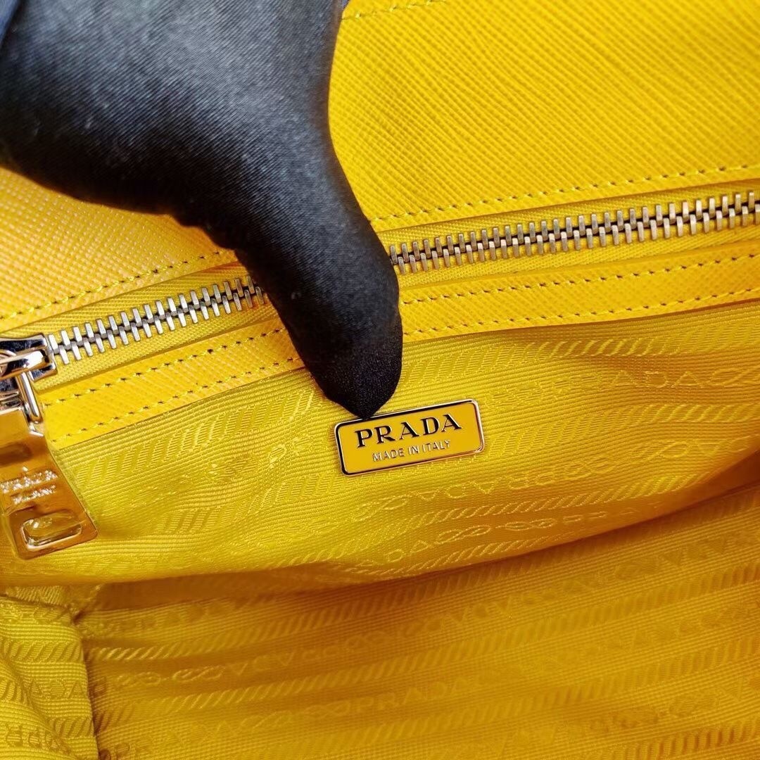 Prada Galleria Micro Bag In Yellow Saffiano Leather 553