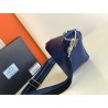 Prada Triangle Shoulder Bag In Blue Saffiano Calfskin 459