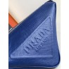 Prada Triangle Shoulder Bag In Blue Saffiano Calfskin 459