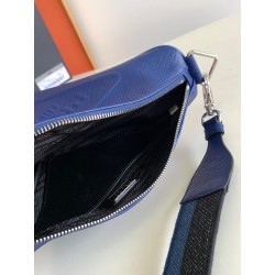 Prada Triangle Shoulder Bag In Blue Saffiano Calfskin 459