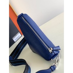 Prada Triangle Shoulder Bag In Blue Saffiano Calfskin 459