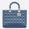 Dior Large Lady Dior Bag In Denim Blue Cannage Lambskin 642