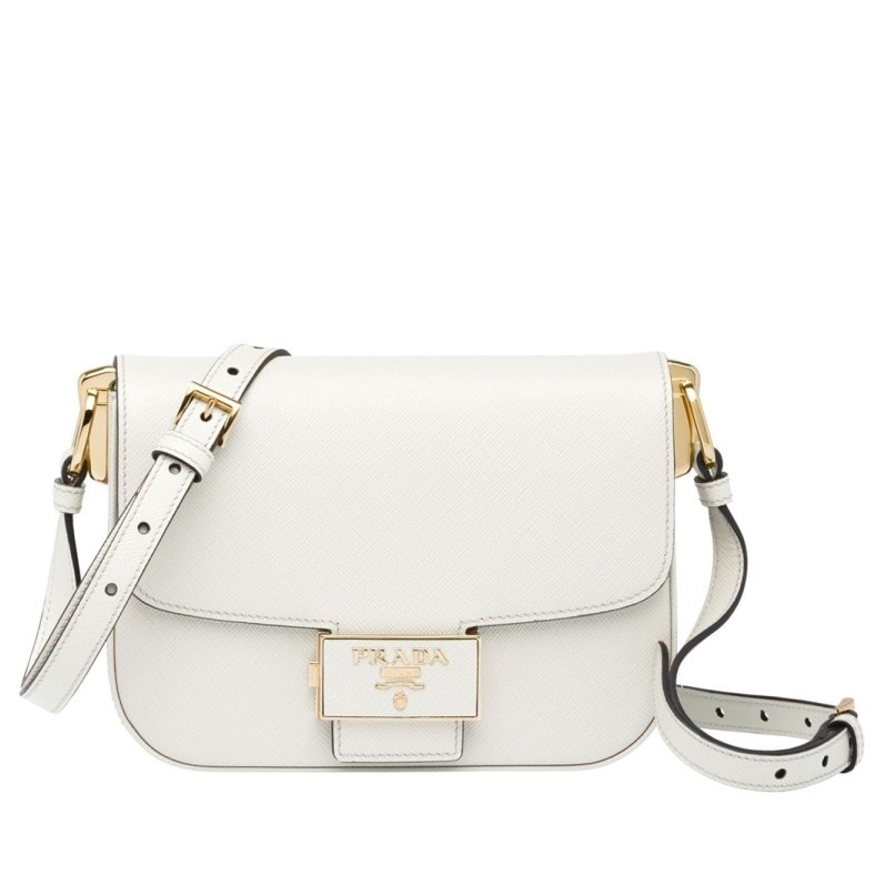 Prada Embleme Bag In White Saffiano Leather  528