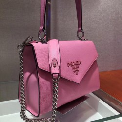 Prada Monochrome Top Handle Bag In Pink Saffiano Leather 127