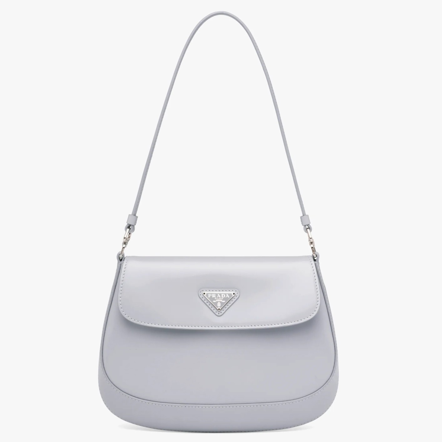 Prada Cleo Flap Bag In Cornflower Blue Brushed Leather 150