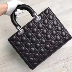 Dior Large Lady Dior Bag In Black Lambskin 676