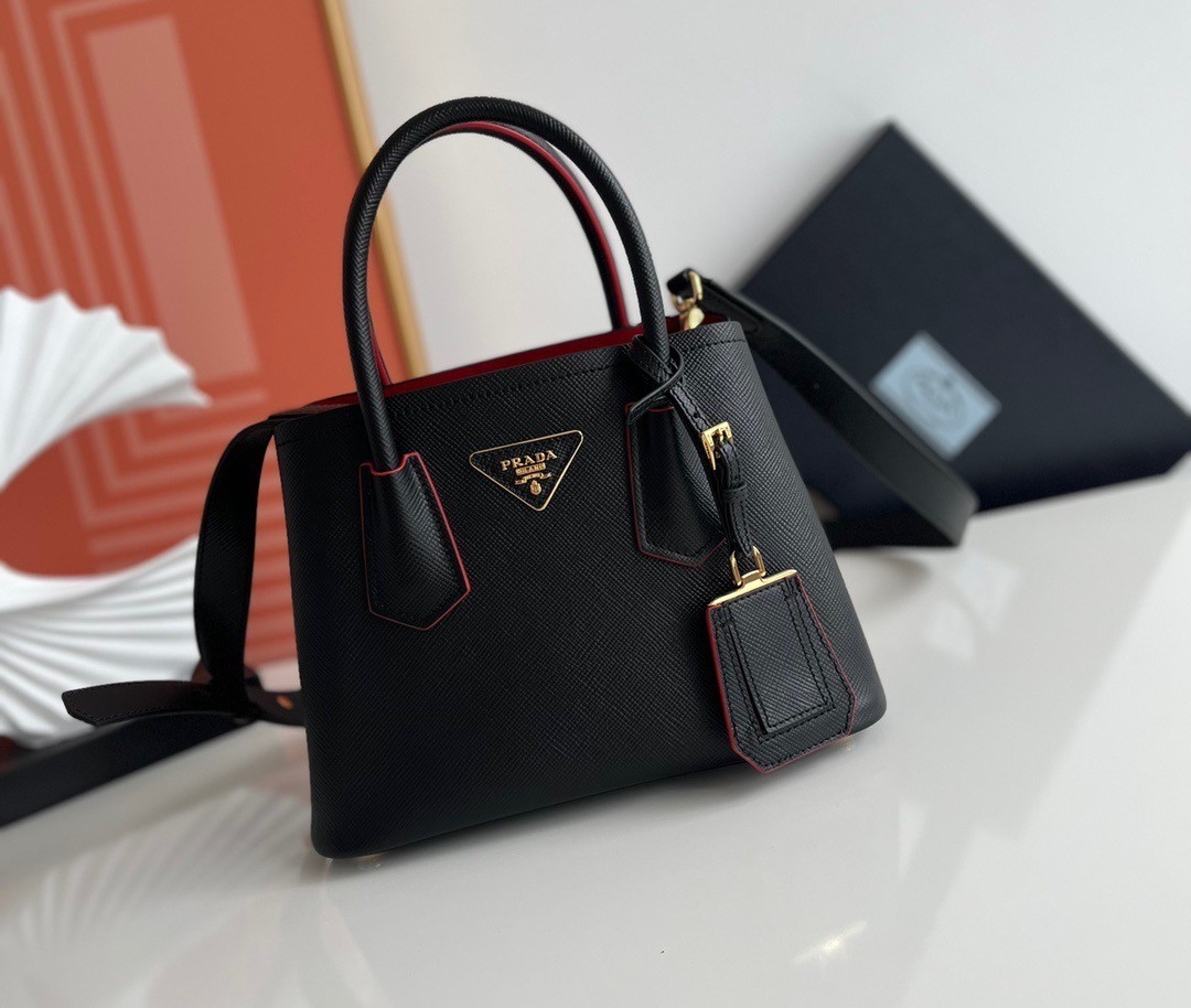 Prada Double Mini Bag In Black Saffiano Leather 570