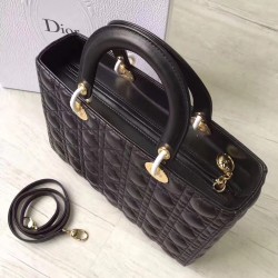 Dior Large Lady Dior Bag In Black Lambskin 676