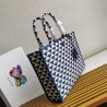 Prada Symbole Large Bag In White/Blue Jjacquard Fabric 583