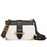 Prada Large Cahier Bag In White/Black Leather 620