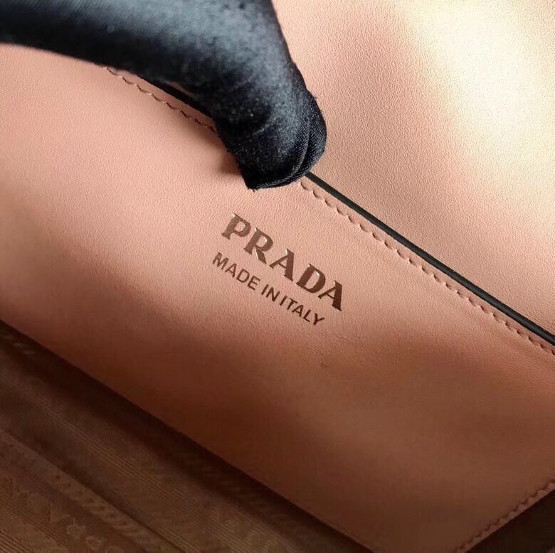 Prada Nude Monochrome Flap Bag With Metal Appliques 369