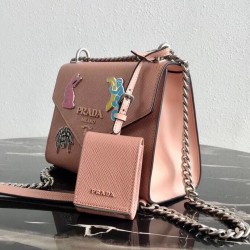 Prada Nude Monochrome Flap Bag With Metal Appliques 369