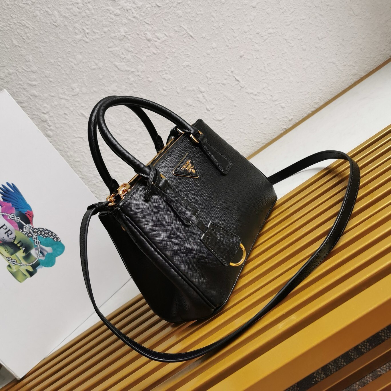 Prada Galleria Small Bag in Black Saffiano Leather 383