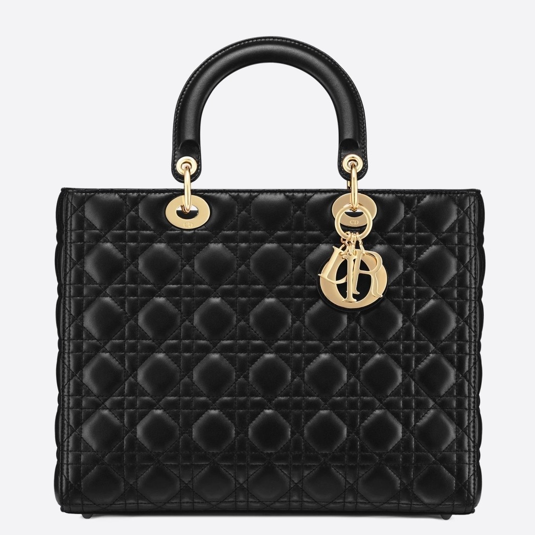 Dior Large Lady Dior Bag In Black Cannage Lambskin 358