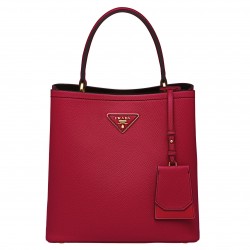 Prada Red Saffiano North South Double Medium Bag 399