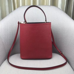 Prada Red Saffiano North South Double Medium Bag 399