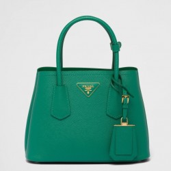 Prada Double Mini Bag In Green Saffiano Leather 436