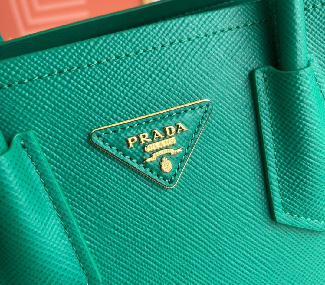 Prada Double Mini Bag In Green Saffiano Leather 436