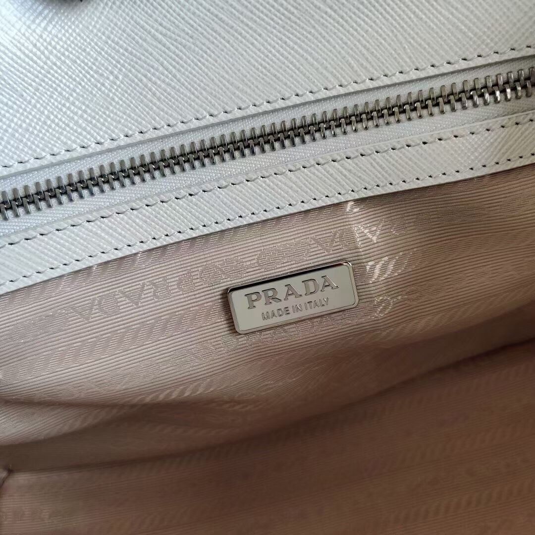 Prada Galleria Micro Bag In White Saffiano Leather 458