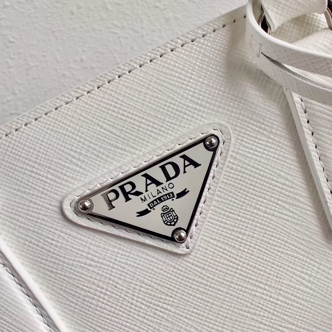 Prada Galleria Micro Bag In White Saffiano Leather 458