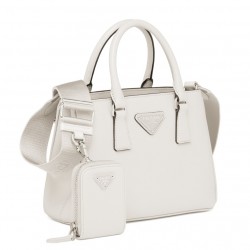 Prada Galleria Micro Bag In White Saffiano Leather 458