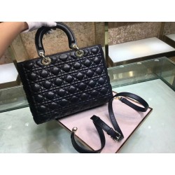 Dior Large Lady Dior Bag In Black Cannage Lambskin 358