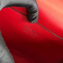 Prada Red Monochrome Flap Bag With Metal Appliques 542