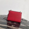 Prada Red Monochrome Flap Bag With Metal Appliques 542