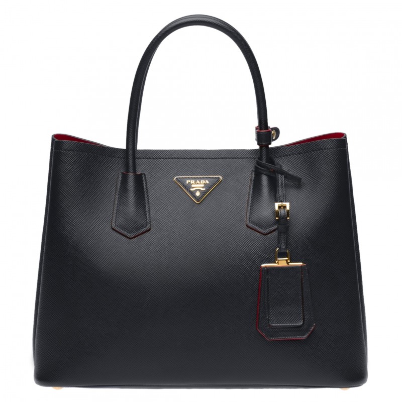 Prada Black Saffiano Double Medium Bag 567