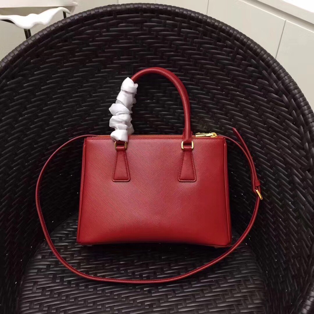 Prada Small Galleria Bag In Red Saffiano Leather 379