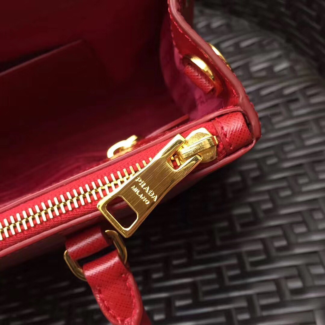 Prada Small Galleria Bag In Red Saffiano Leather 379