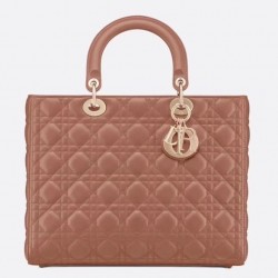 Dior Large Lady Dior Bag In Powder Cannage Lambskin 724