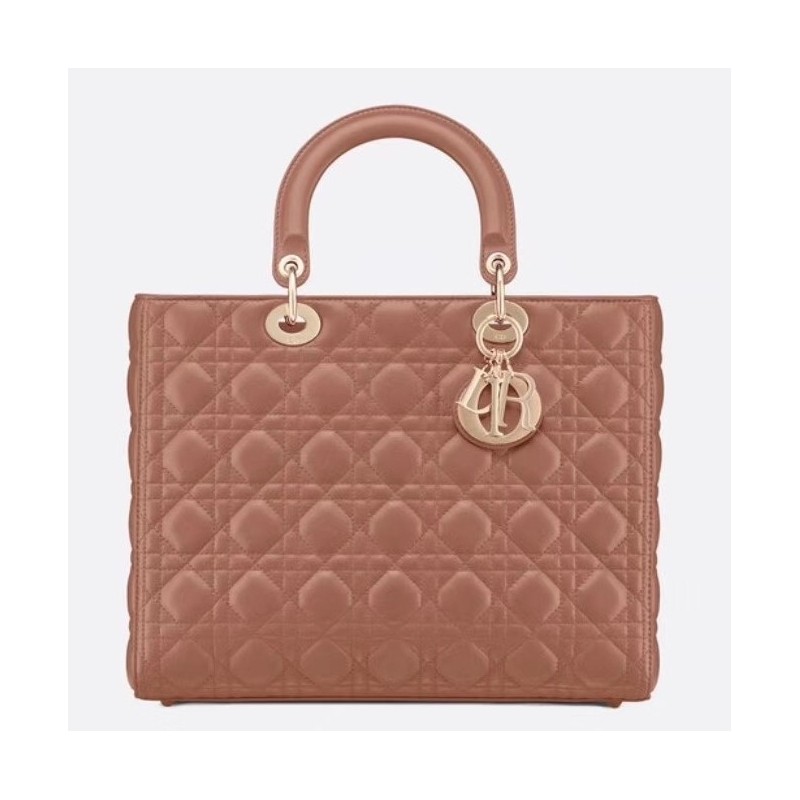 Dior Large Lady Dior Bag In Powder Cannage Lambskin 724