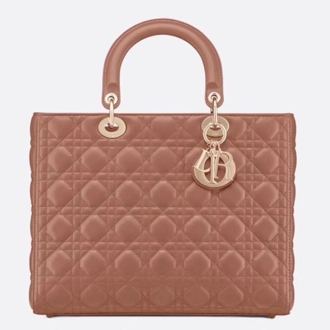 Dior Large Lady Dior Bag In Powder Cannage Lambskin 724