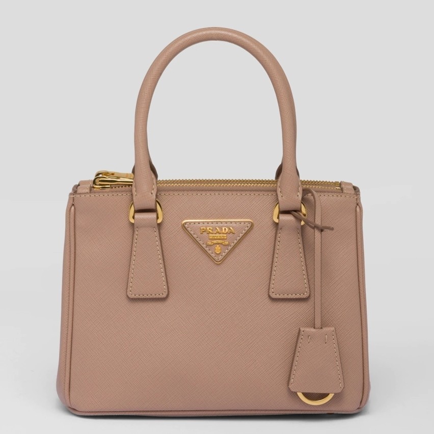 Prada Mini Galleria Bag In Beige Saffiano Leather 670