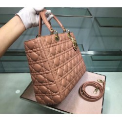 Dior Large Lady Dior Bag In Powder Cannage Lambskin 724