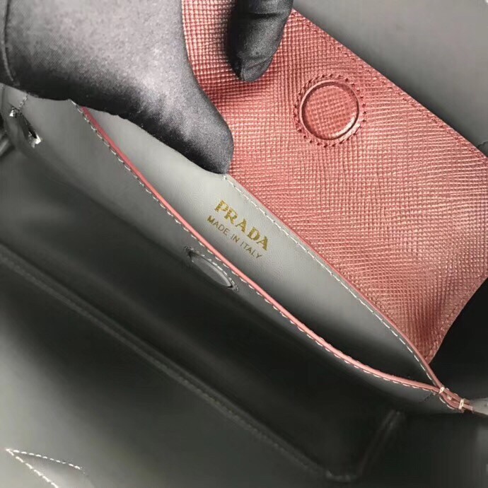 Prada Bicolor Double Medium Garnet Saffiano Bag 687