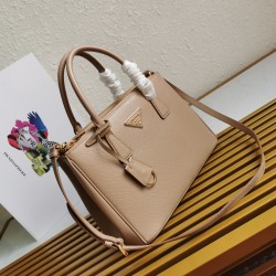 Prada Small Galleria Bag In Beige Saffiano Leather 714